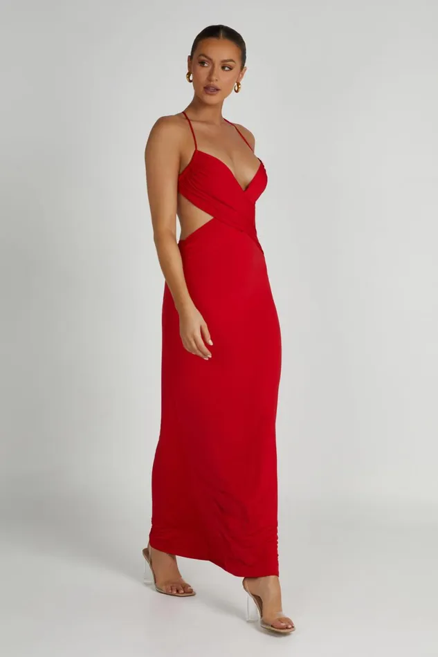 Meshki Maxi Dresses Indiana Slinky Maxi Dress 8211 Red Red 8211 Women