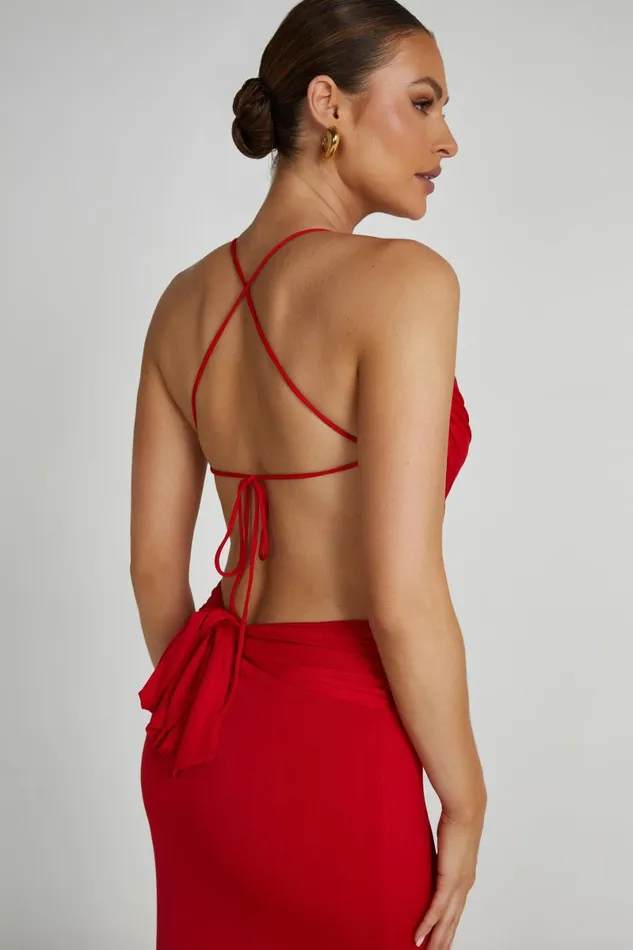Meshki Maxi Dresses Indiana Slinky Maxi Dress 8211 Red Red 8211 Women