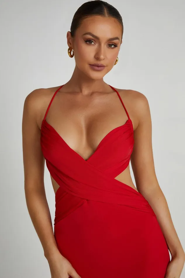 Meshki Maxi Dresses Indiana Slinky Maxi Dress 8211 Red Red 8211 Women