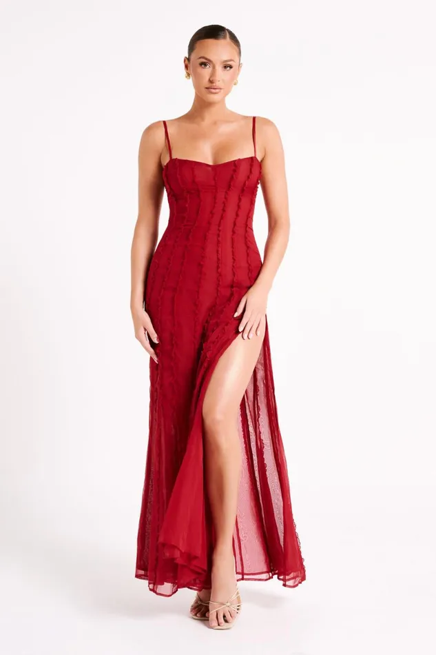 Meshki Maxi Dresses Jacinta Chiffon Maxi Dress 8211 Vermilion Red Vermilionred 8211 Women