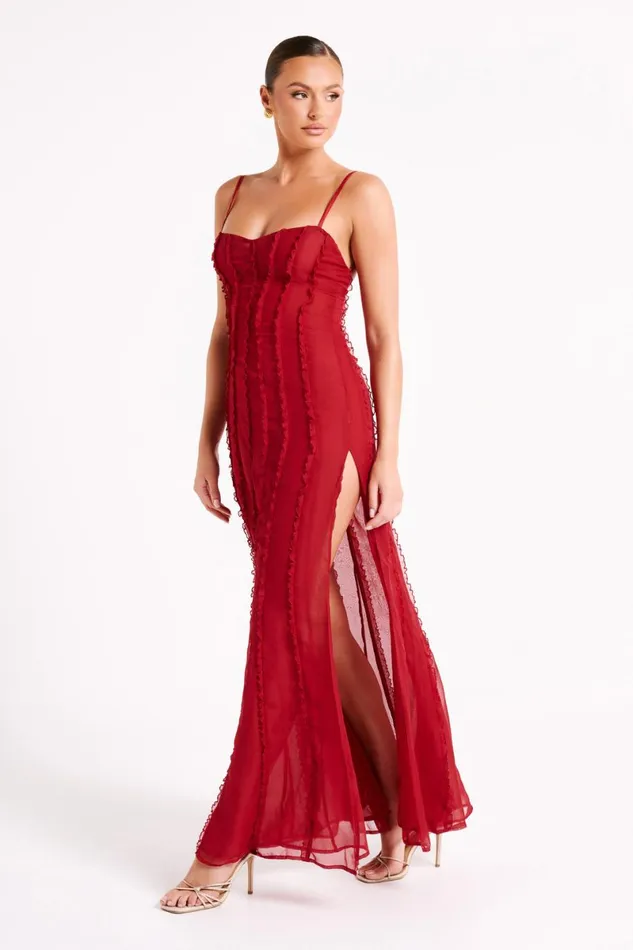 Meshki Maxi Dresses Jacinta Chiffon Maxi Dress 8211 Vermilion Red Vermilionred 8211 Women