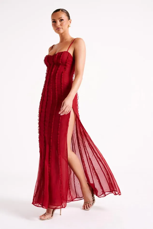 Meshki Maxi Dresses Jacinta Chiffon Maxi Dress 8211 Vermilion Red Vermilionred 8211 Women