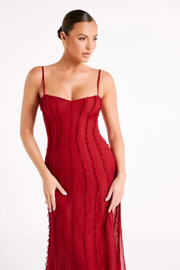 Meshki Maxi Dresses Jacinta Chiffon Maxi Dress 8211 Vermilion Red Vermilionred 8211 Women