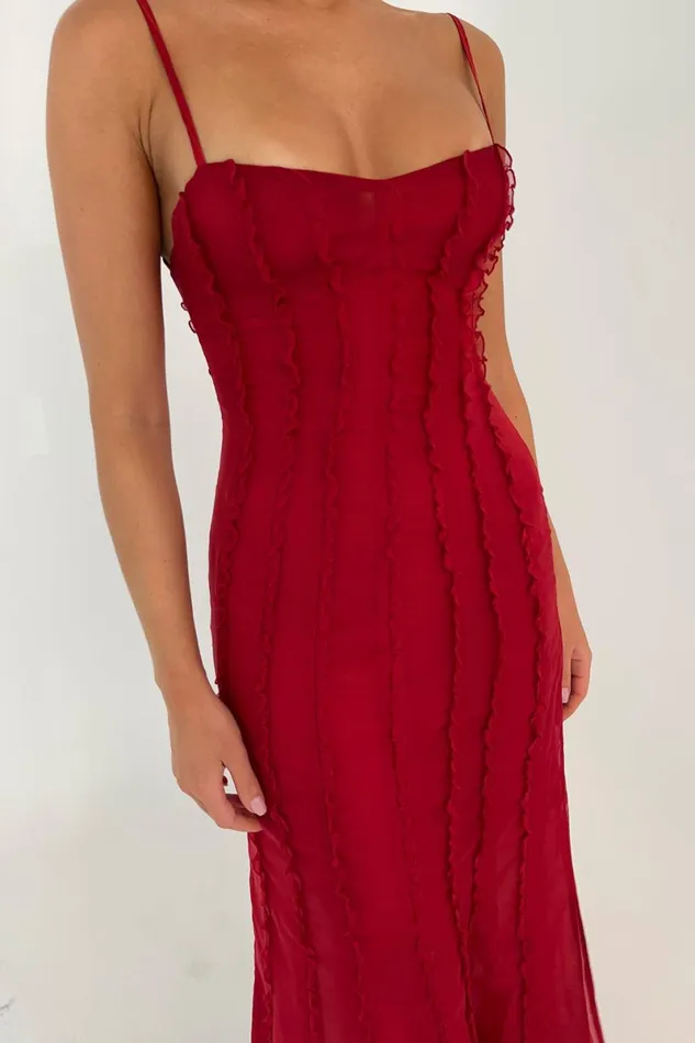 Meshki Maxi Dresses Jacinta Chiffon Maxi Dress 8211 Vermilion Red Vermilionred 8211 Women