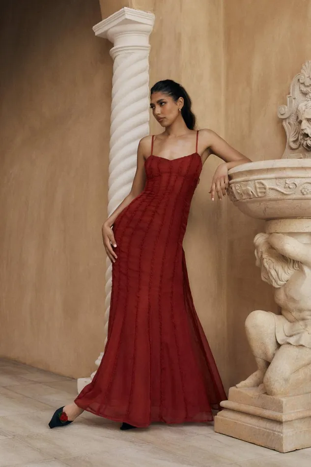 Meshki Maxi Dresses Jacinta Chiffon Maxi Dress 8211 Vermilion Red Vermilionred 8211 Women