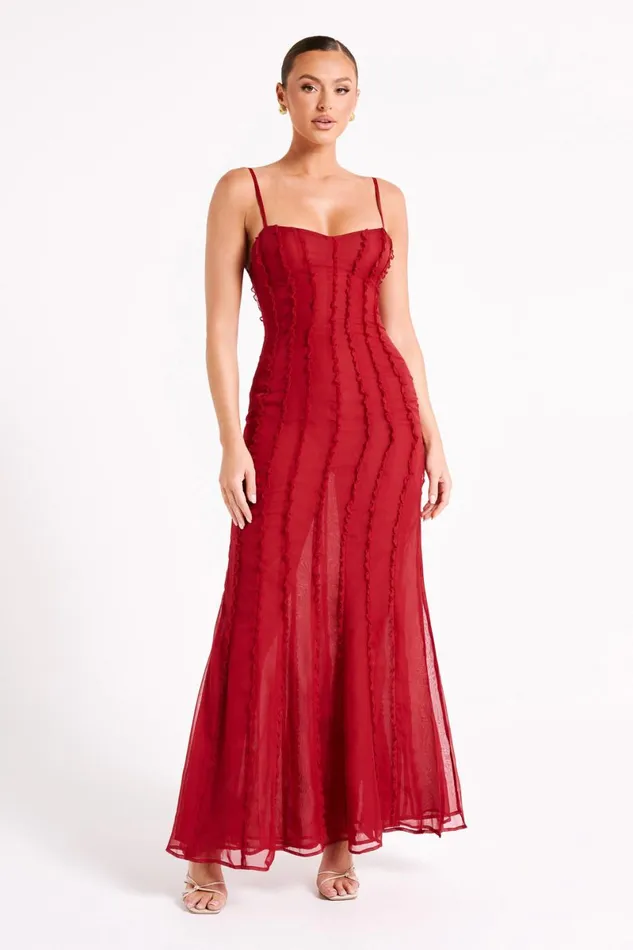 Meshki Maxi Dresses Jacinta Chiffon Maxi Dress 8211 Vermilion Red Vermilionred 8211 Women