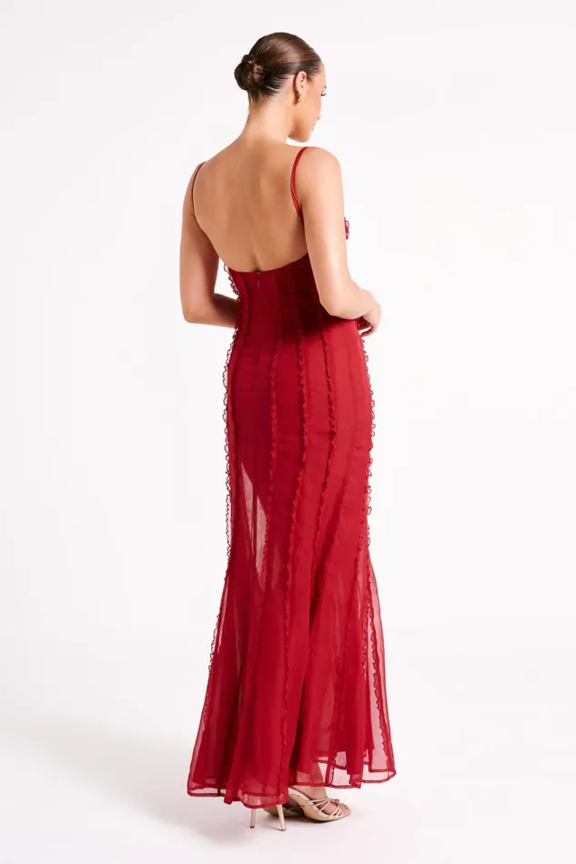 Meshki Maxi Dresses Jacinta Chiffon Maxi Dress 8211 Vermilion Red Vermilionred 8211 Women