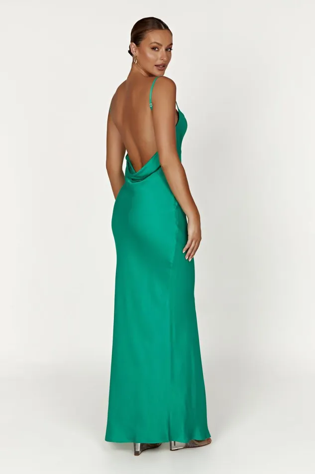 Meshki Maxi Dresses Jade Cowl Neck Backless Maxi Dress 8211 Green Green 8211 Women