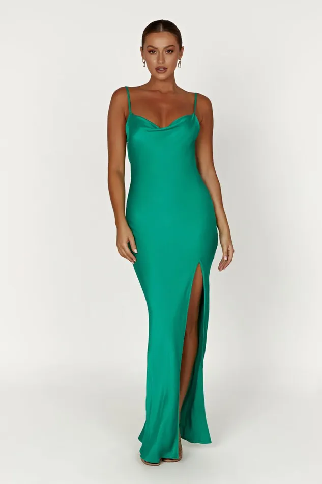Meshki Maxi Dresses Jade Cowl Neck Backless Maxi Dress 8211 Green Green 8211 Women
