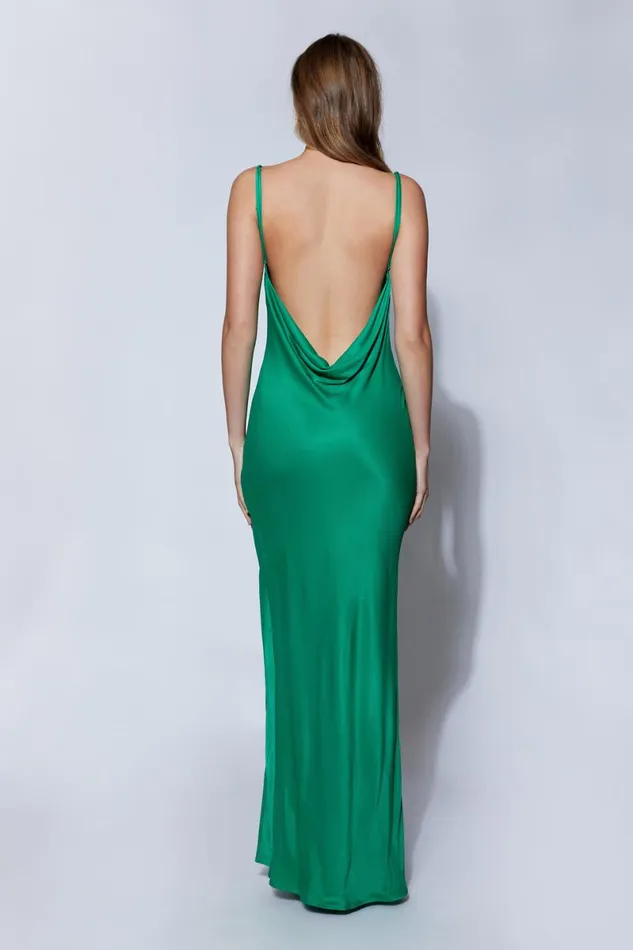 Meshki Maxi Dresses Jade Cowl Neck Backless Maxi Dress 8211 Green Green 8211 Women