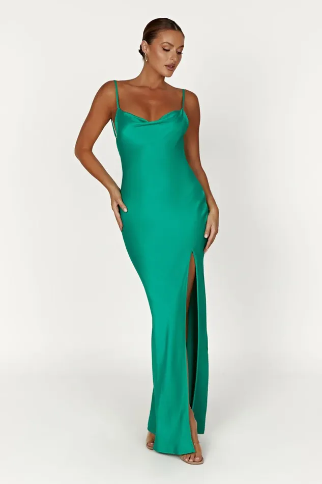 Meshki Maxi Dresses Jade Cowl Neck Backless Maxi Dress 8211 Green Green 8211 Women