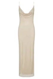 Meshki Maxi Dresses Madelaine Diamante Mesh Cowl Maxi Dress 8211 Cream Cream 8211 Women