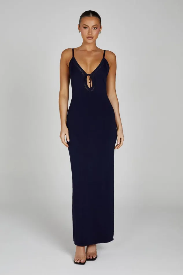 Meshki Maxi Dresses Maia Pointelle Knit Maxi Dress 8211 Navy Navy 8211 Women