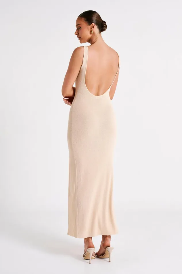 Meshki Maxi Dresses Maxine Sheer Knit Maxi Dress 8211 Wheat Wheat 8211 Women