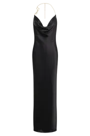 Meshki Maxi Dresses Melissa Satin Cowl Front Maxi Dress 8211 Black Black 8211 Women