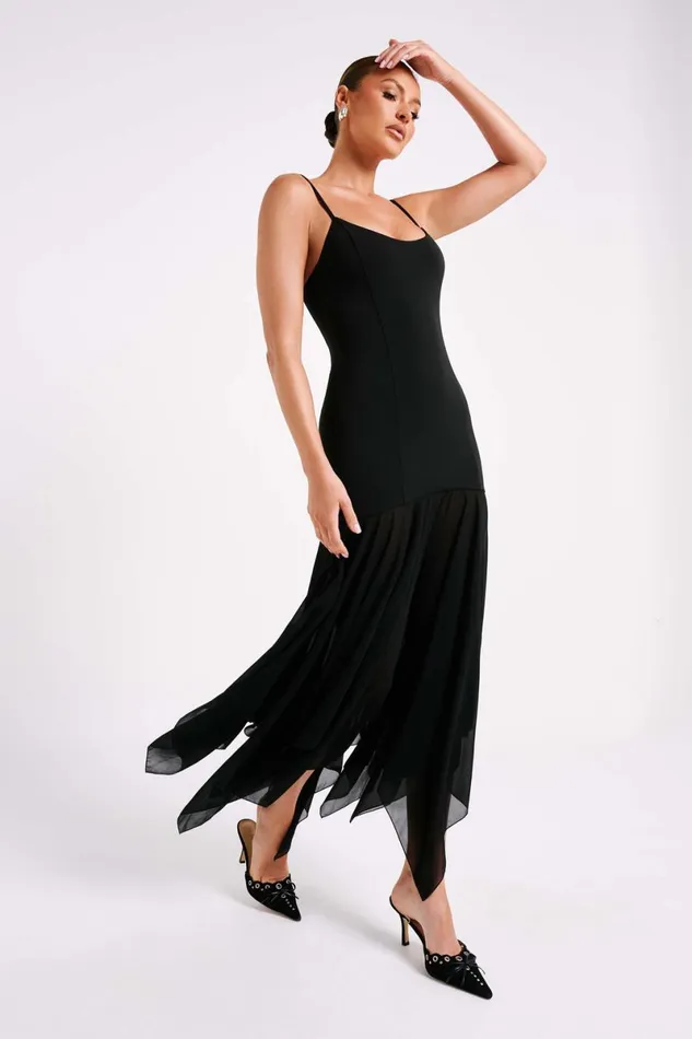 Meshki Maxi Dresses Minka Chiffon Maxi Dress 8211 Black Black 8211 Women
