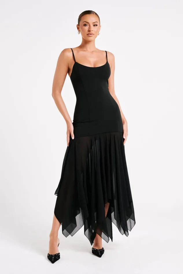 Meshki Maxi Dresses Minka Chiffon Maxi Dress 8211 Black Black 8211 Women