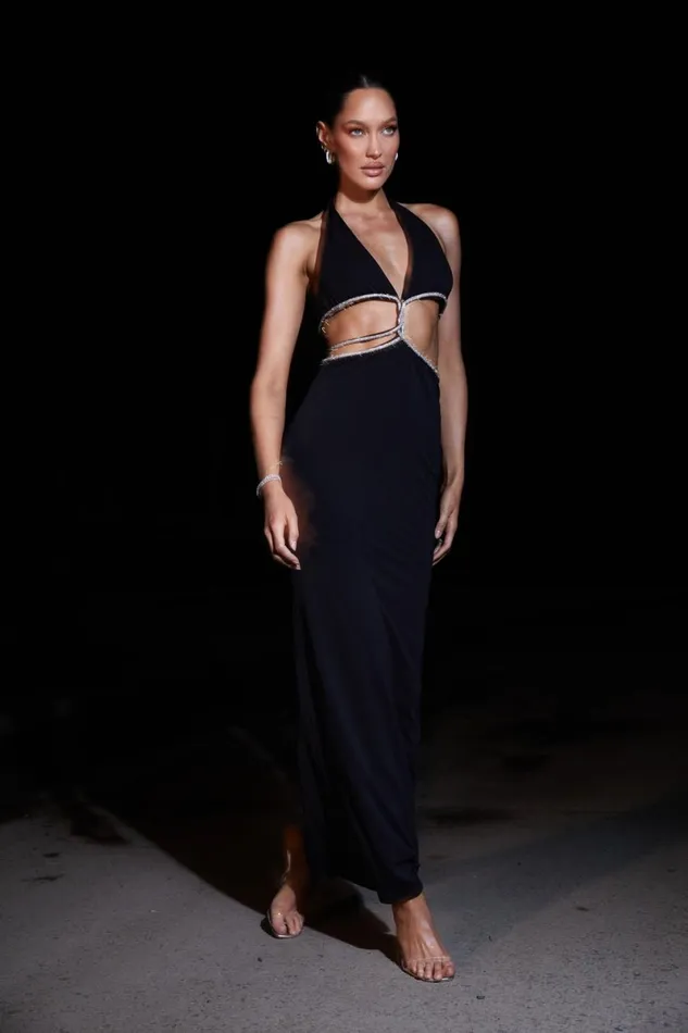 Meshki Maxi Dresses Nicha Diamante Cut Out Maxi Dress 8211 Black Black 8211 Women