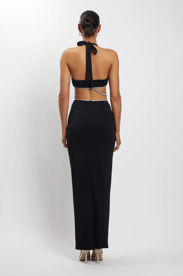 Meshki Maxi Dresses Nicha Diamante Cut Out Maxi Dress 8211 Black Black 8211 Women