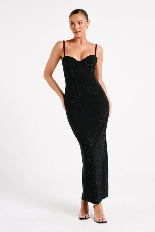 Meshki Maxi Dresses Rafaela Diamante Maxi Dress 8211 Black Black 8211 Women