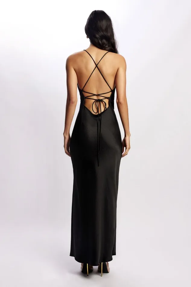 Meshki Maxi Dresses Sydney Straight Neck Slip Maxi Dress 8211 Black Black 8211 Women
