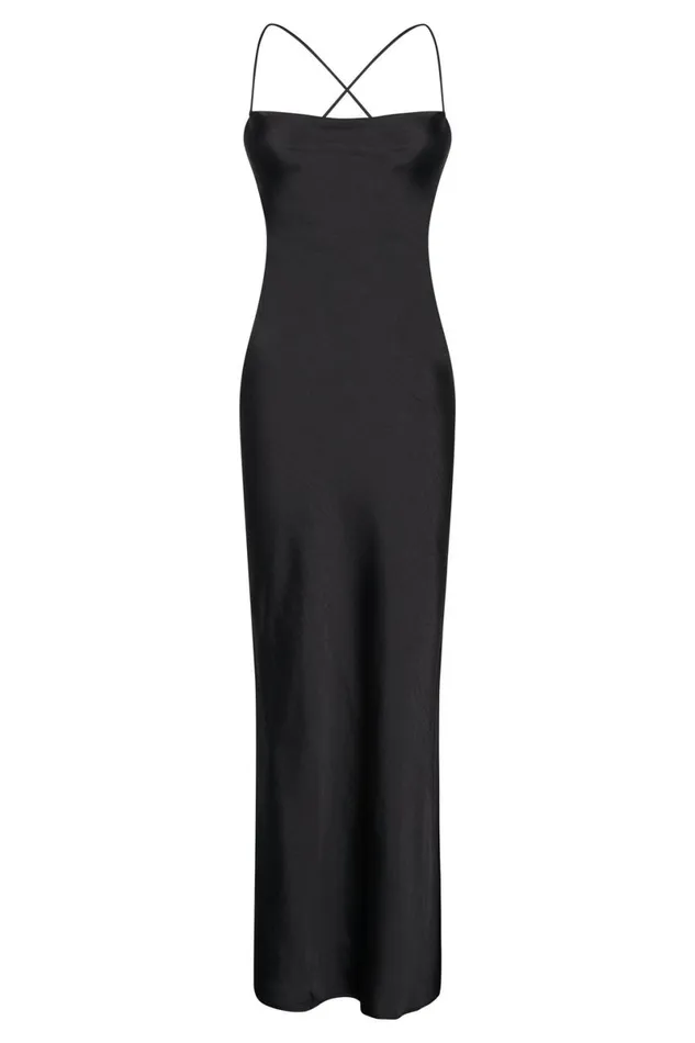 Meshki Maxi Dresses Sydney Straight Neck Slip Maxi Dress 8211 Black Black 8211 Women