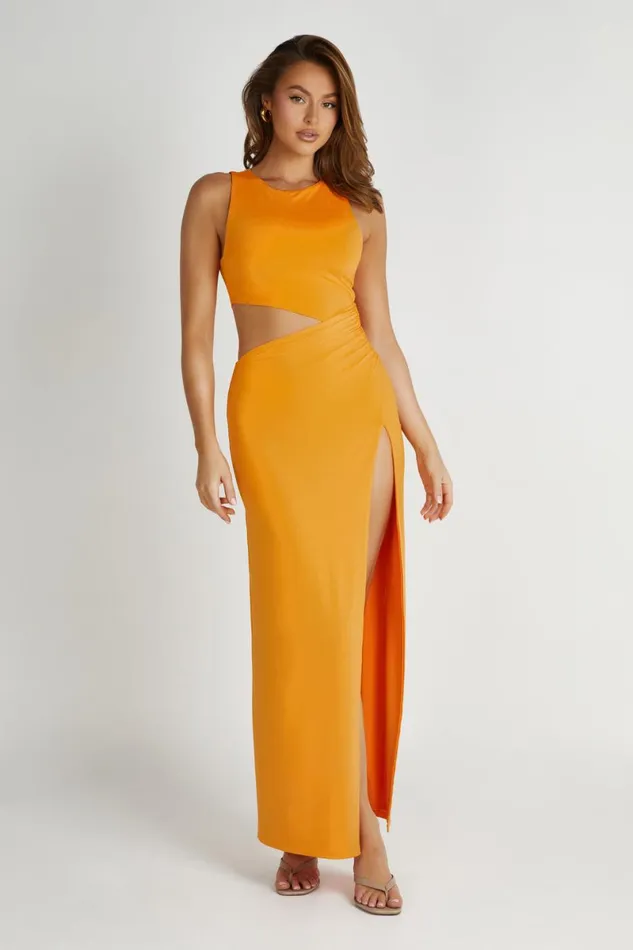 Meshki Maxi Dresses Vienna Slinky Maxi Dress 8211 Orange Orange 8211 Women