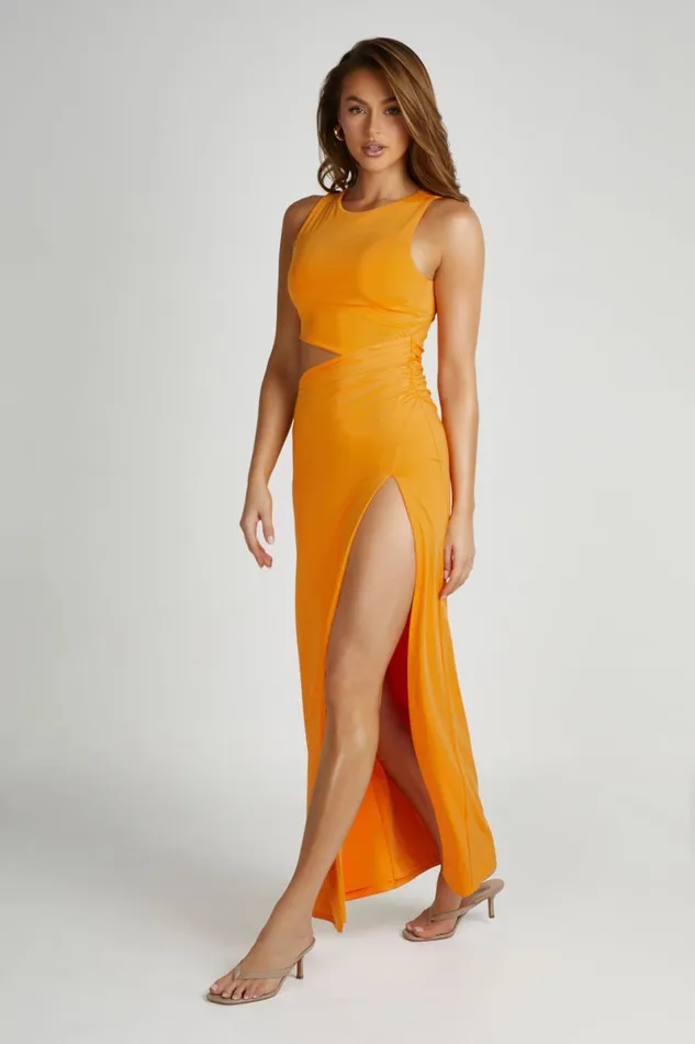 Meshki Maxi Dresses Vienna Slinky Maxi Dress 8211 Orange Orange 8211 Women