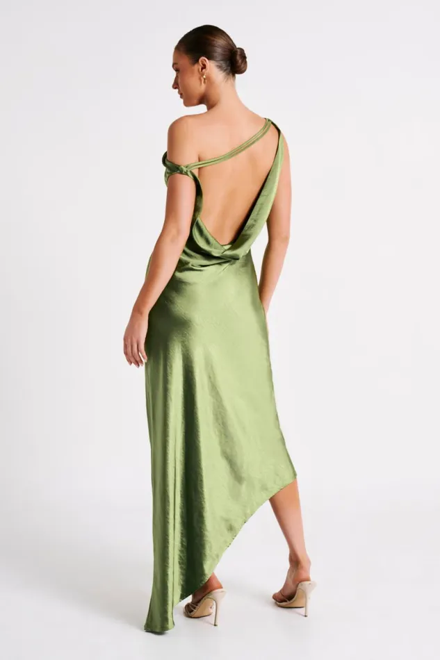 Meshki Maxi Dresses Yvette Slip Maxi Dress With Asymmetrical Hem 8211 Emerald Emerald 8211 Women