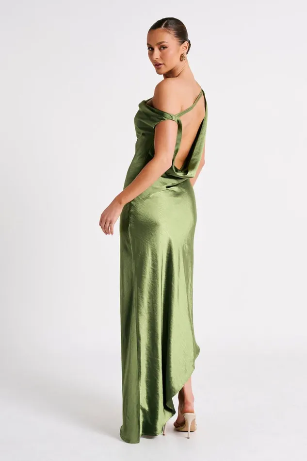 Meshki Maxi Dresses Yvette Slip Maxi Dress With Asymmetrical Hem 8211 Emerald Emerald 8211 Women