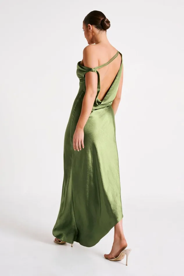 Meshki Maxi Dresses Yvette Slip Maxi Dress With Asymmetrical Hem 8211 Emerald Emerald 8211 Women