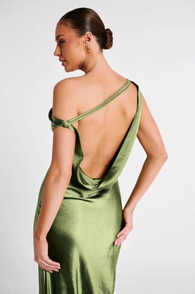 Meshki Maxi Dresses Yvette Slip Maxi Dress With Asymmetrical Hem 8211 Emerald Emerald 8211 Women
