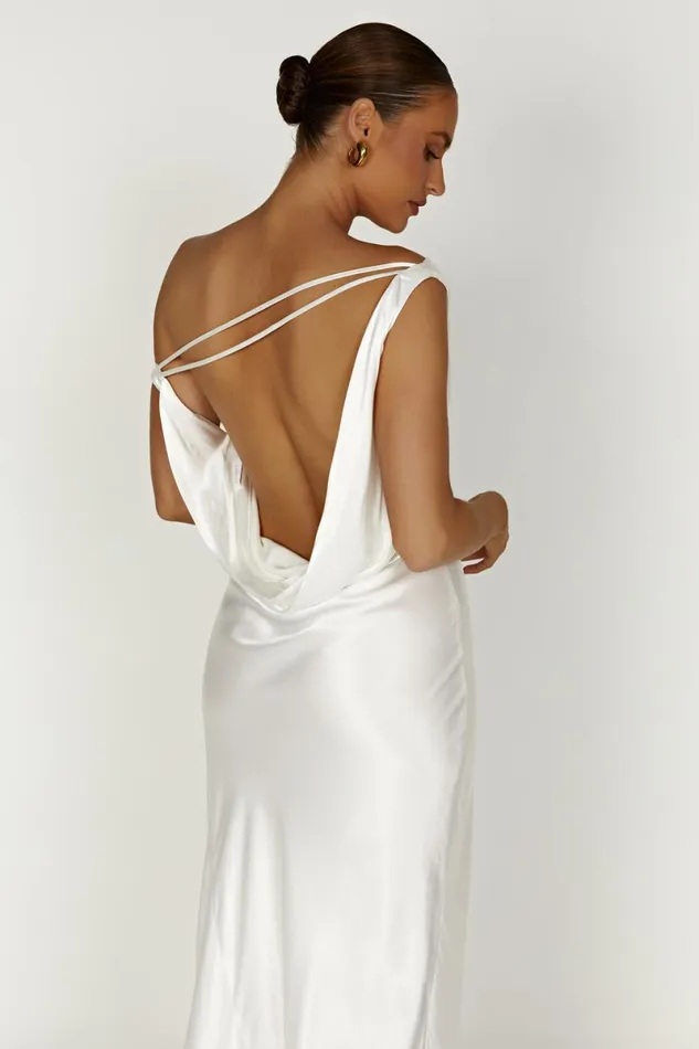 Meshki Maxi Dresses Yvette Slip Maxi Dress With Asymmetrical Hem 8211 White White 8211 Women