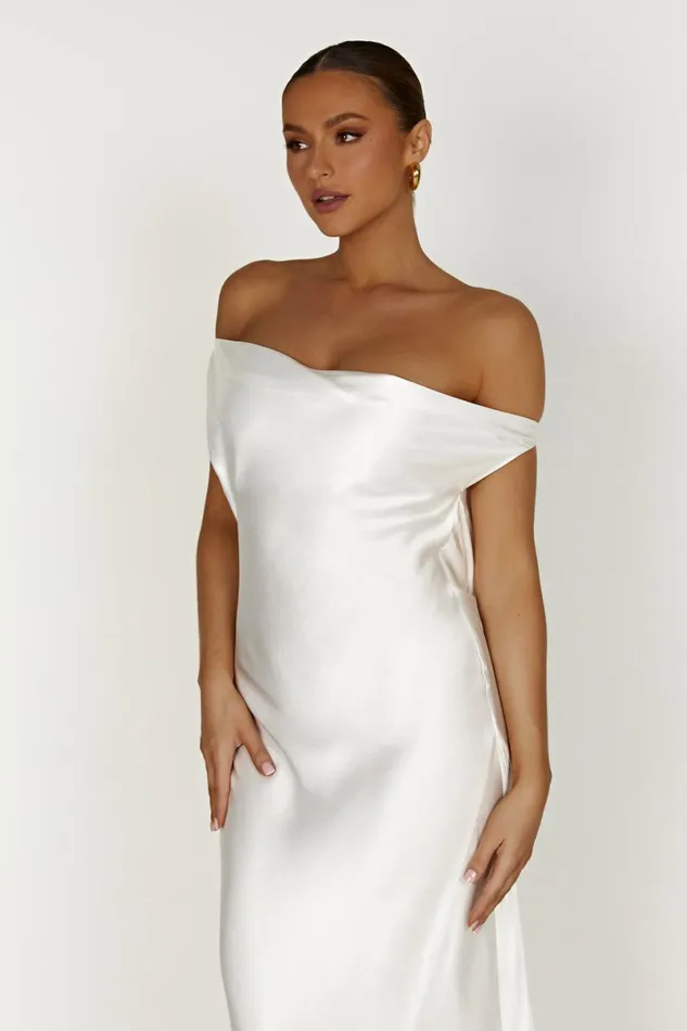 Meshki Maxi Dresses Yvette Slip Maxi Dress With Asymmetrical Hem 8211 White White 8211 Women