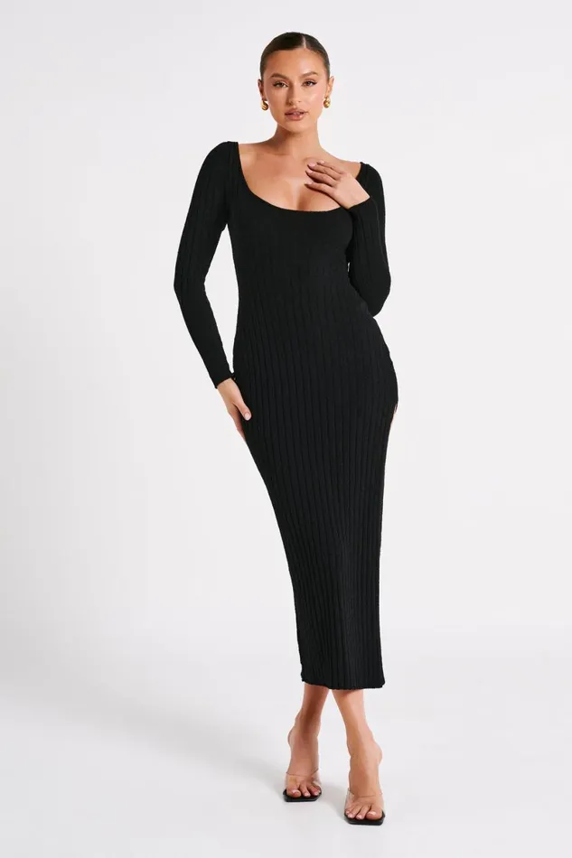 Meshki Maxi Dresses Zinnia Knit Maxi Dress With Split 8211 Black Black 8211 Women