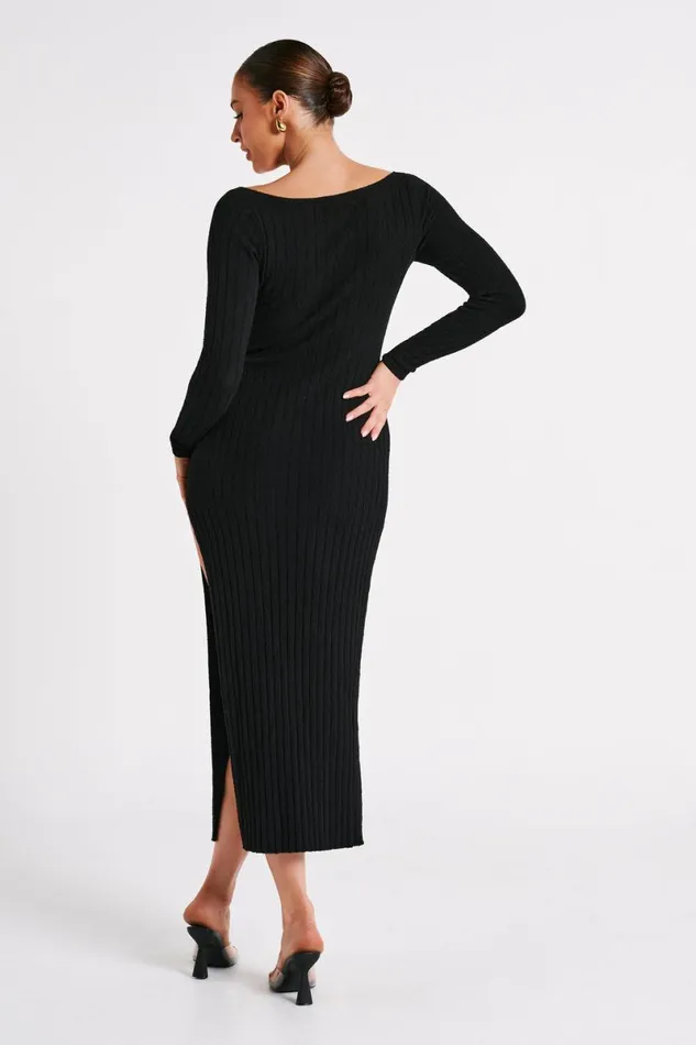 Meshki Maxi Dresses Zinnia Knit Maxi Dress With Split 8211 Black Black 8211 Women