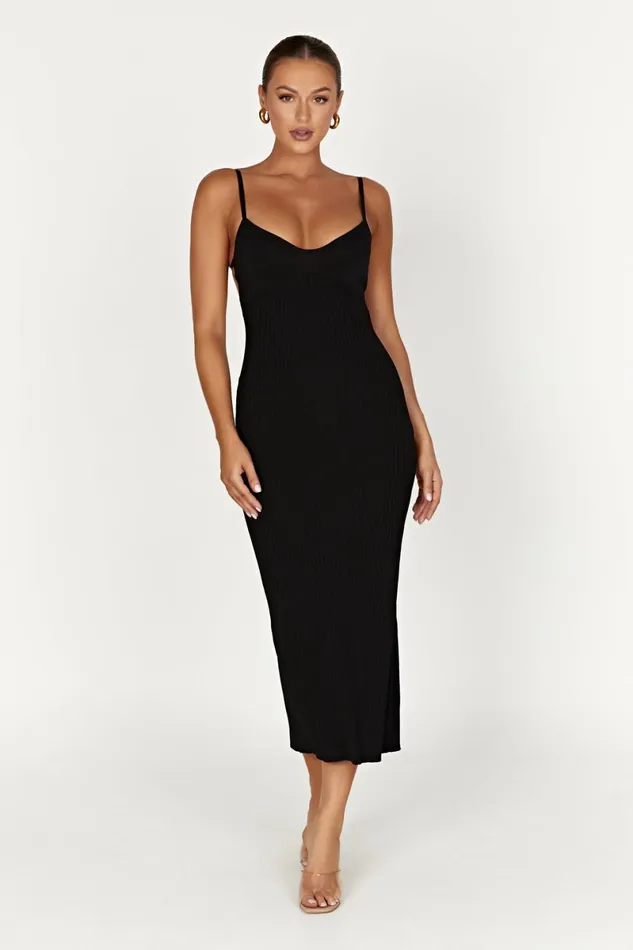 Meshki Midi Dresses Avalon Backless Knit Midi Dress 8211 Black Black 8211 Women
