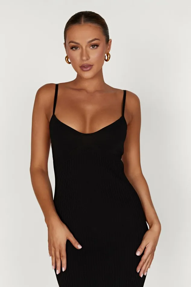 Meshki Midi Dresses Avalon Backless Knit Midi Dress 8211 Black Black 8211 Women