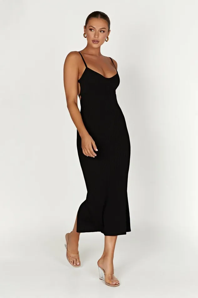Meshki Midi Dresses Avalon Backless Knit Midi Dress 8211 Black Black 8211 Women