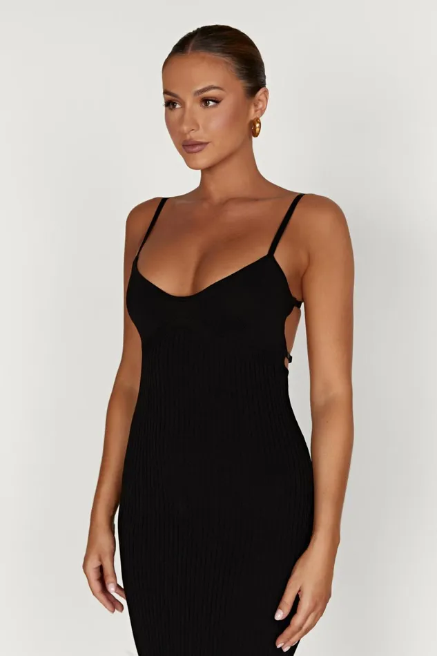 Meshki Midi Dresses Avalon Backless Knit Midi Dress 8211 Black Black 8211 Women
