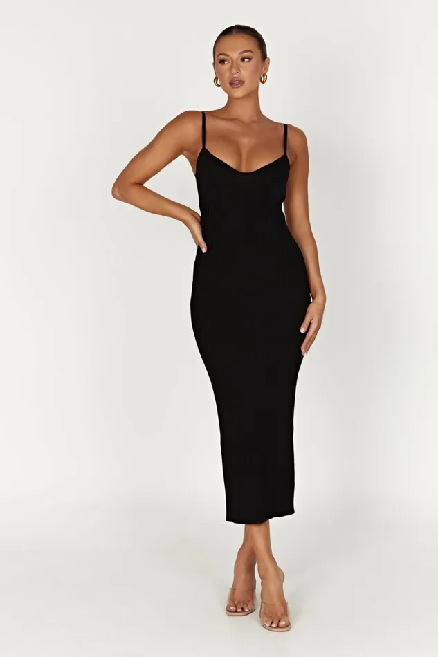 Meshki Midi Dresses Avalon Backless Knit Midi Dress 8211 Black Black 8211 Women