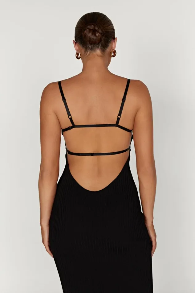 Meshki Midi Dresses Avalon Backless Knit Midi Dress 8211 Black Black 8211 Women