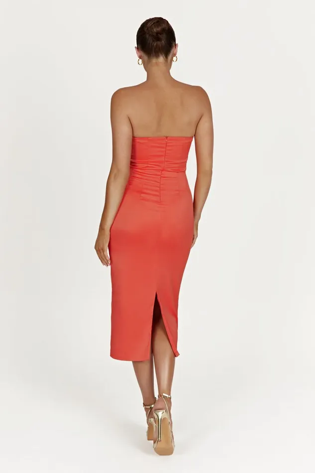 Meshki Midi Dresses Bryony Cupped Bodycon Midi Dress 8211 Coral Coral 8211 Women