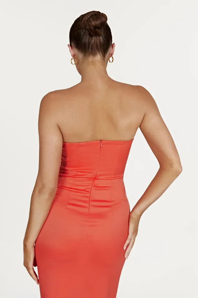 Meshki Midi Dresses Bryony Cupped Bodycon Midi Dress 8211 Coral Coral 8211 Women