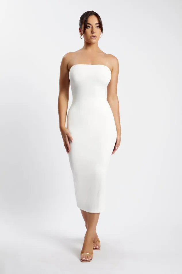 Meshki Midi Dresses Cassidy Strapless Midi Dress 8211 White White 8211 Women