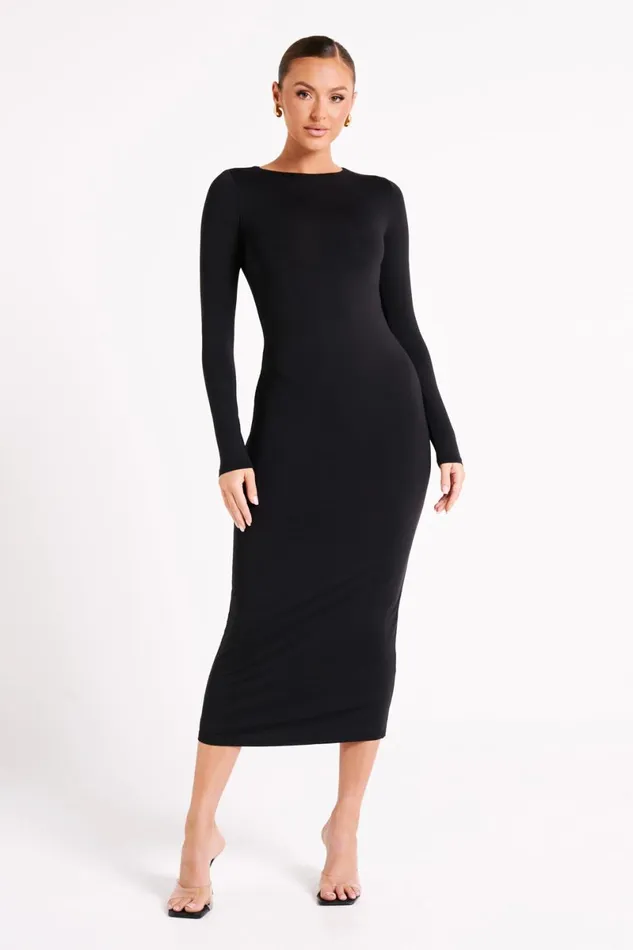 Meshki Midi Dresses Cataleya Recycled Nylon Midi Dress 8211 Black Black 8211 Women