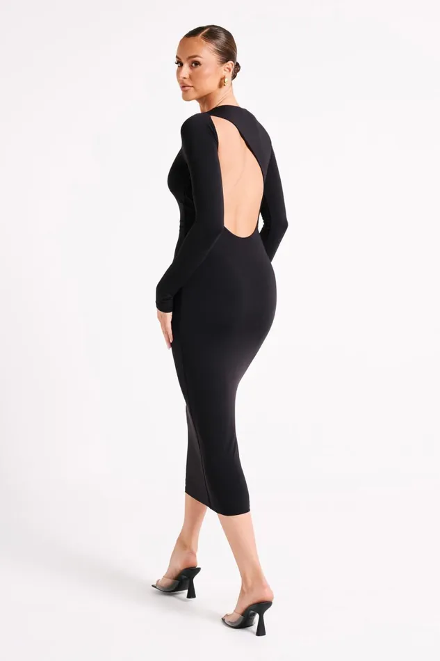 Meshki Midi Dresses Cataleya Recycled Nylon Midi Dress 8211 Black Black 8211 Women