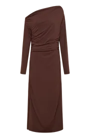 Meshki Midi Dresses Christabel Recycled Nylon Ruched Midi Dress 8211 Chocolate Chocolate 8211 Women