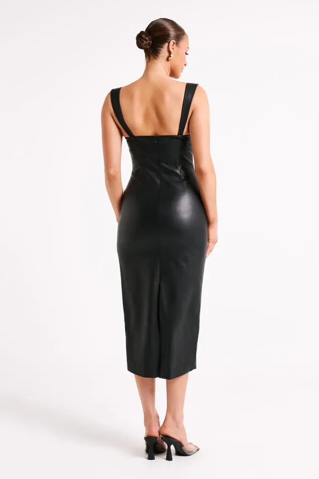 Meshki Midi Dresses Cynthia Faux Leather Midi Dress 8211 Black Black 8211 Women