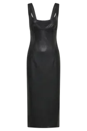 Meshki Midi Dresses Cynthia Faux Leather Midi Dress 8211 Black Black 8211 Women